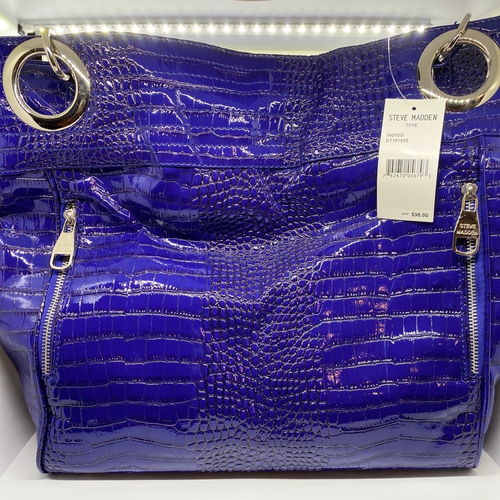 Steve Madden Indigo Croc Tote